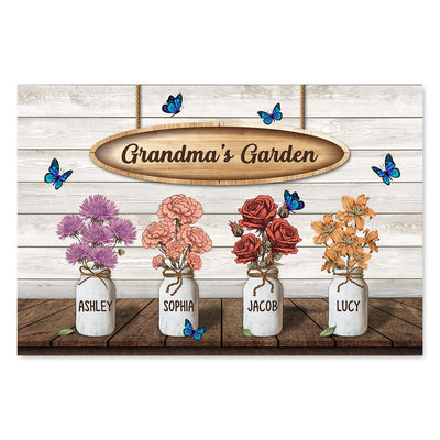 Grandma‘s Garden Birth Month Flowers Jars Personalized Horizontal Poster