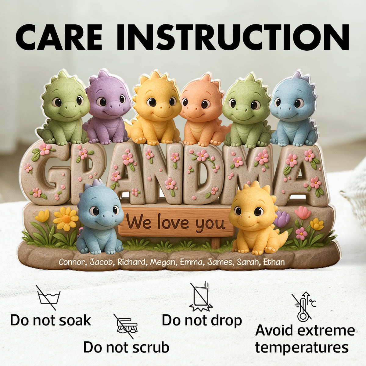 Grandmasaurus Custom Shaped Personalized Acrylic Block Plaque, Perfect 2025 Gift For Mom, For Grandma