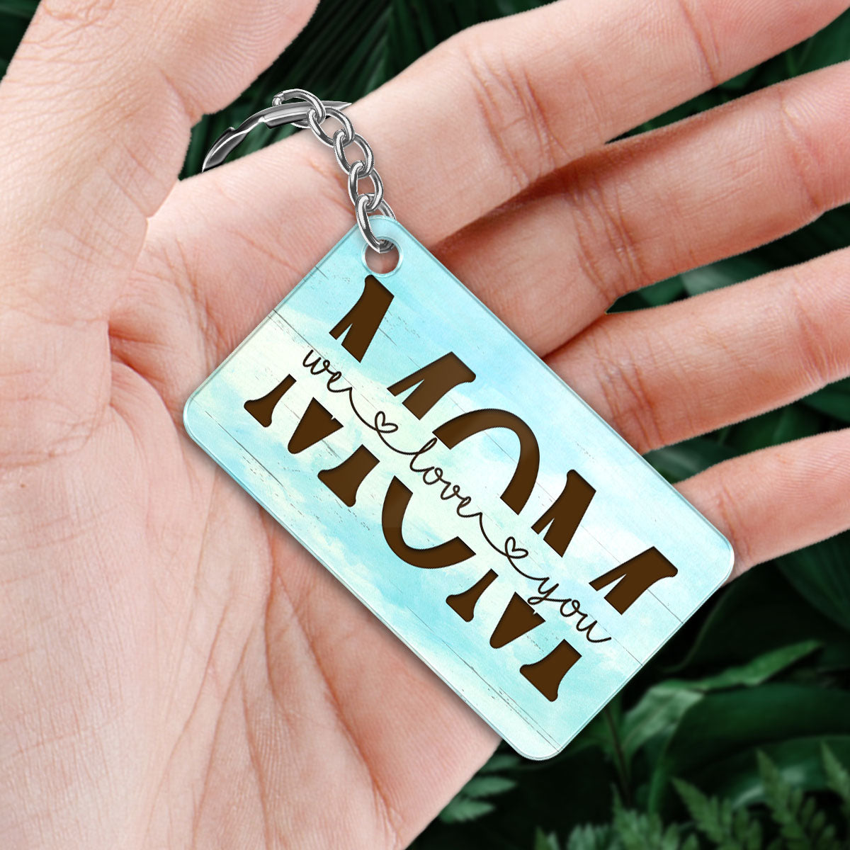 Beach Landscape Best Mom Ever Back View Woman Kids Dog Cat Personalized Acrylic Keychain