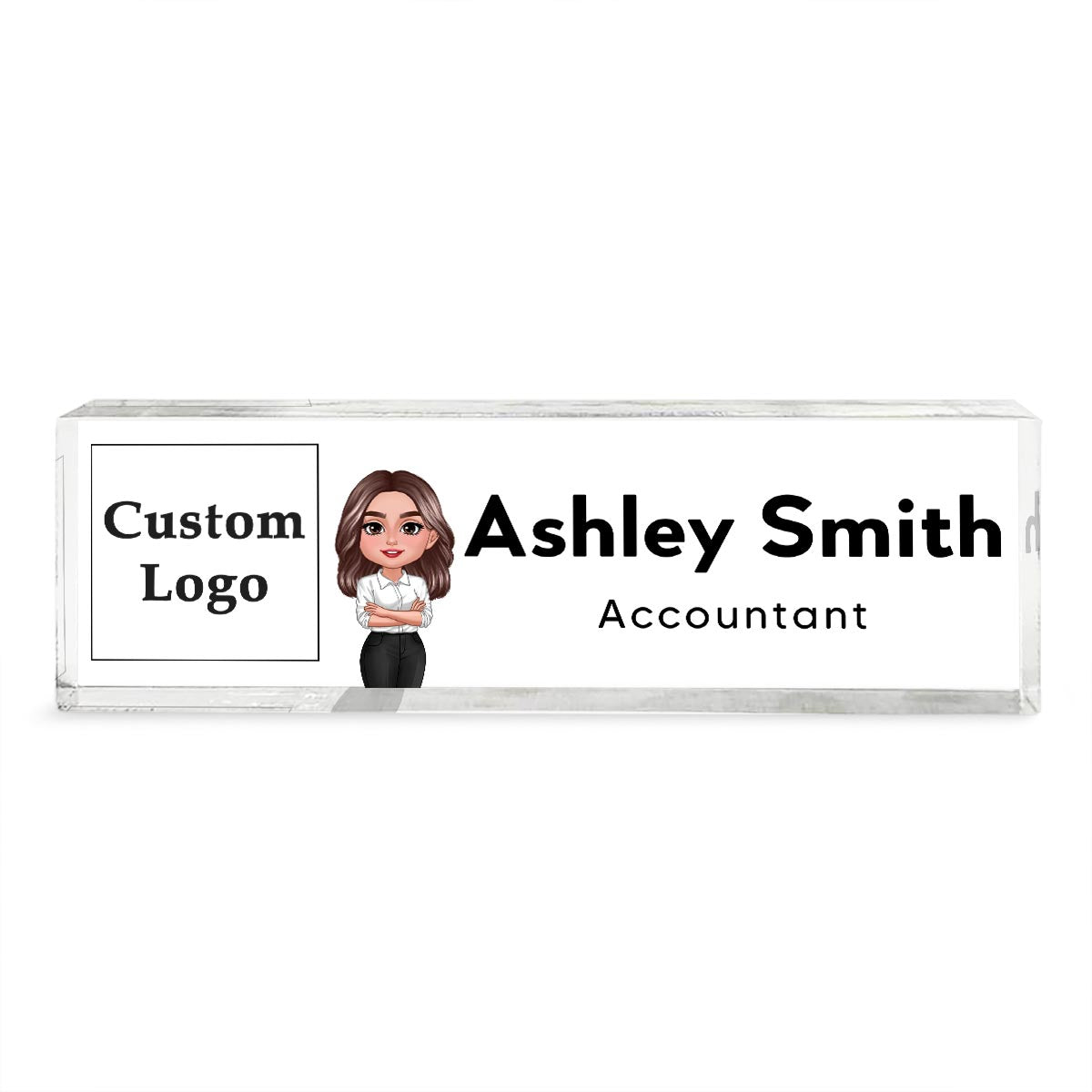 Office Woman Man Upload Your Logo Personalized Acrylic Desk Name Plate, Office Decor, Gift For Colleagues, Boss