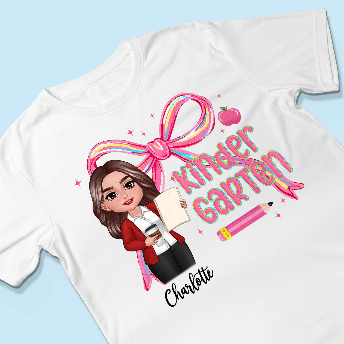 Preppy Style Pinky Teacher Custom Grade Personalized Shirt