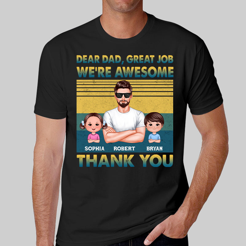 Dear Dad Great Job Green Yellow Retro Personalized Shirt