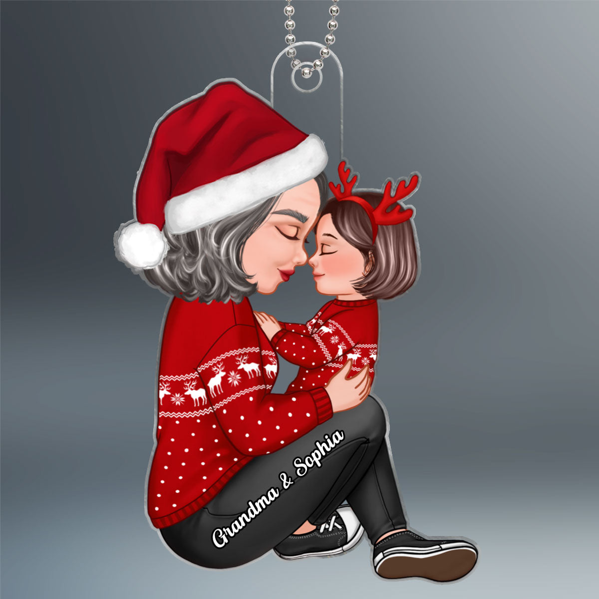 Grandma Mom Holding Kid Side View Personalized Acrylic Ornament
