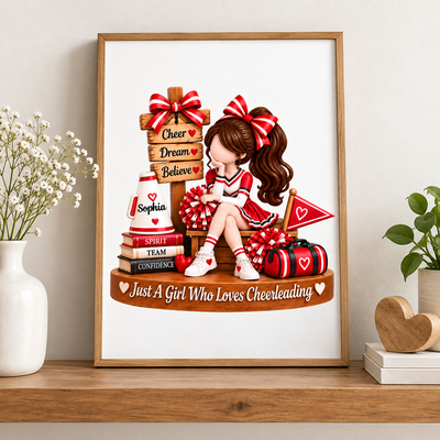 Just a Girl Who Loves Cheerleading - Personalized Poster - Christmas Gift for Daughter, Granddaughter