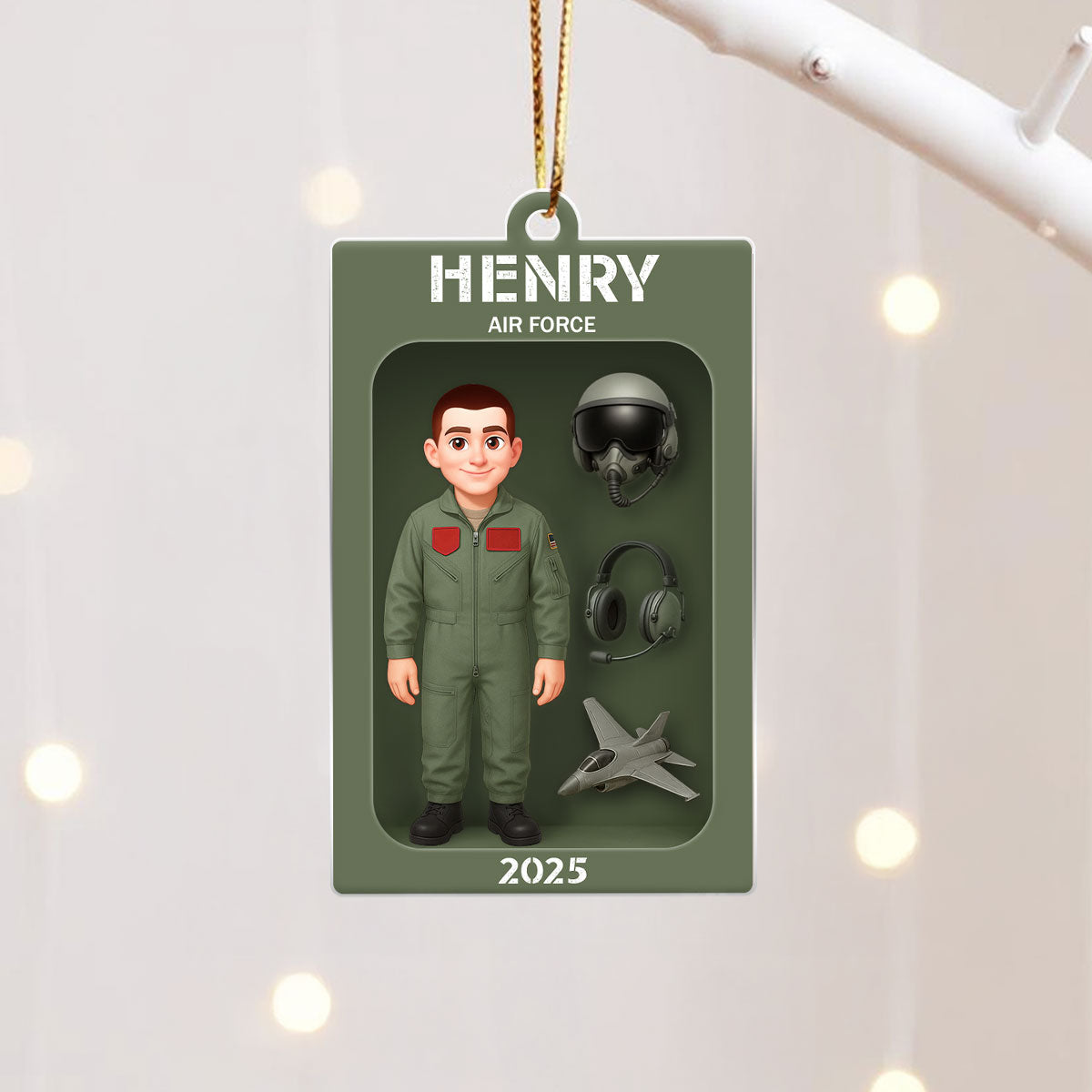 Air Force Figure 3D Effect Personalized Acrylic Ornament - Special Gift For The Air Force