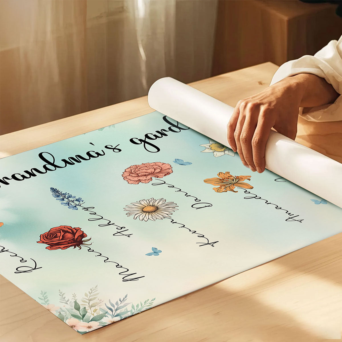 Vintage Grandma's Garden Birth Month Flowers Personalized Poster, Gift For Grandma, Mom