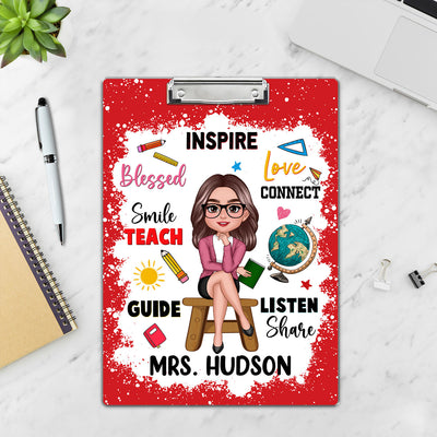 Teacher Inspire Love Connect Personalized Acrylic ClipBoard, Gift For Teacher