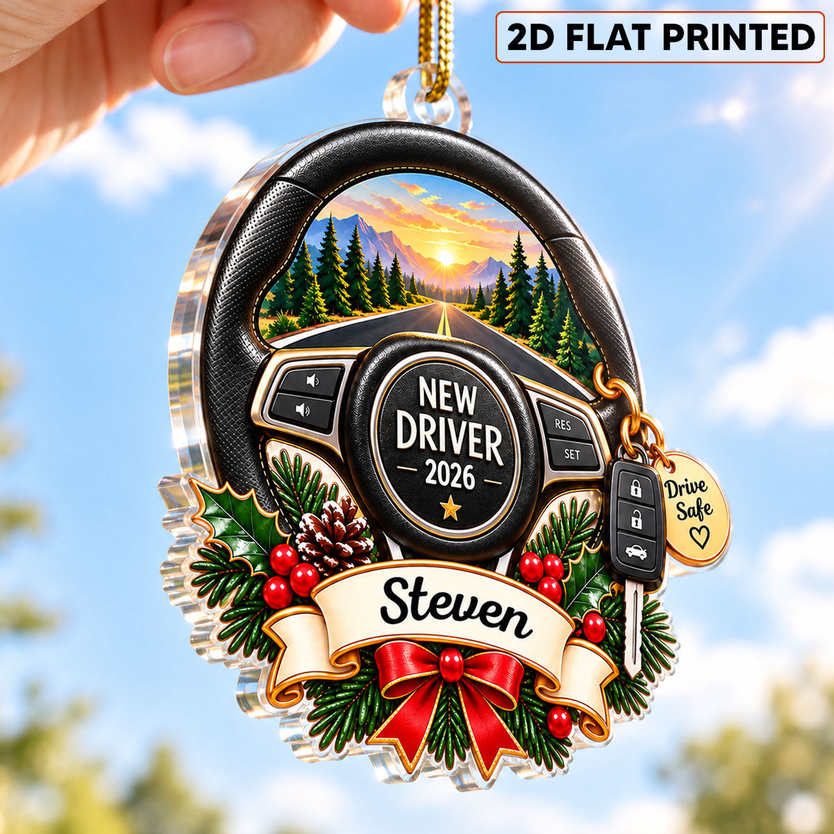 Custom Name New Driver - Personalized Acrylic Ornament - First Car New License Driving Keepsake Gift For Boy Girl