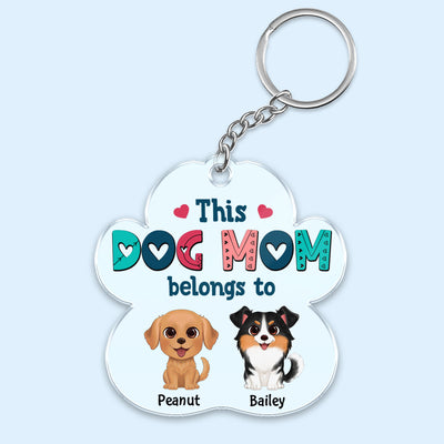 This Dog Mom Belongs To Watercolor Cute Dogs Personalized Acrylic Keychain