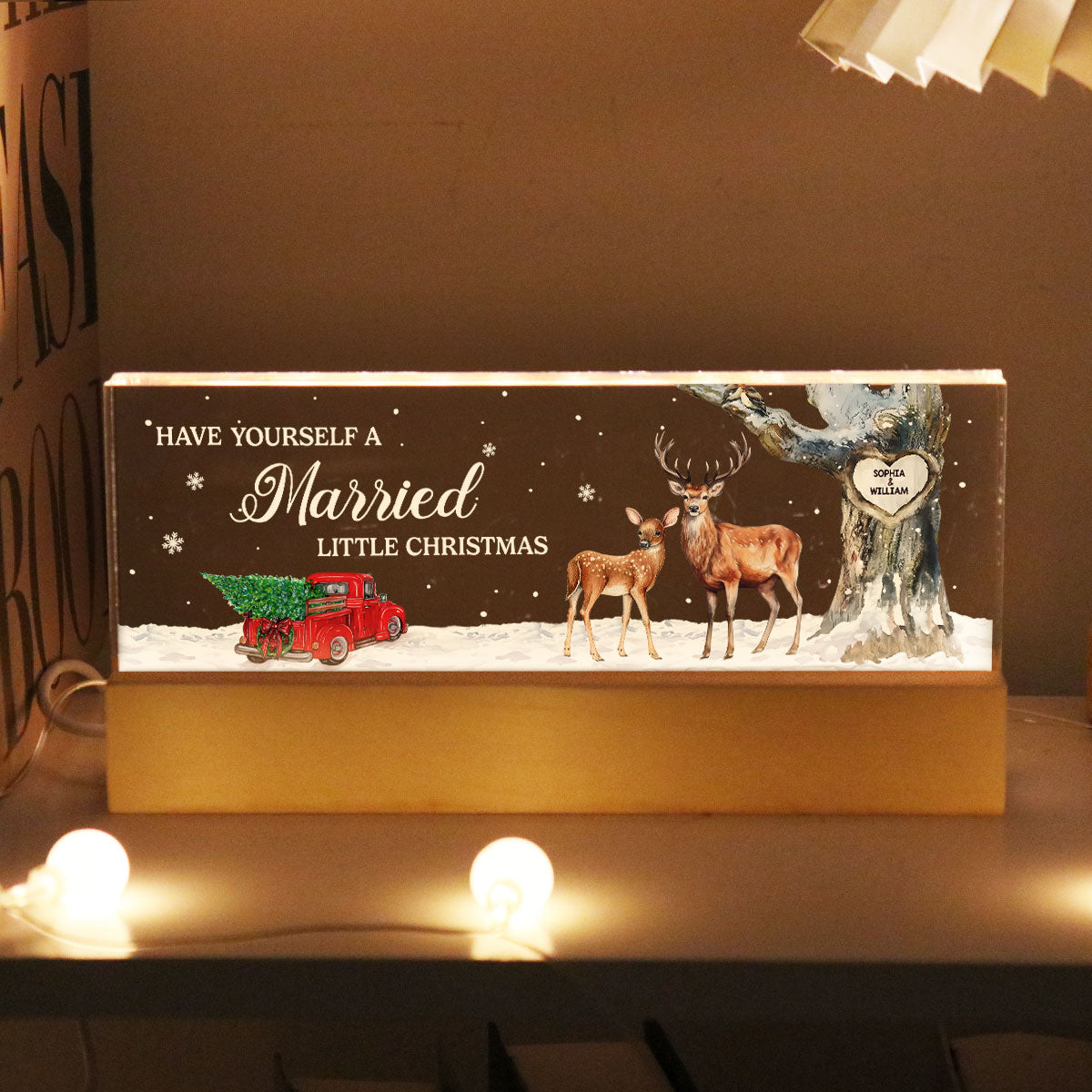 God Blessed The Broken Road Personalized Acrylic Block LED Night Light, Christmas Gift for Couples