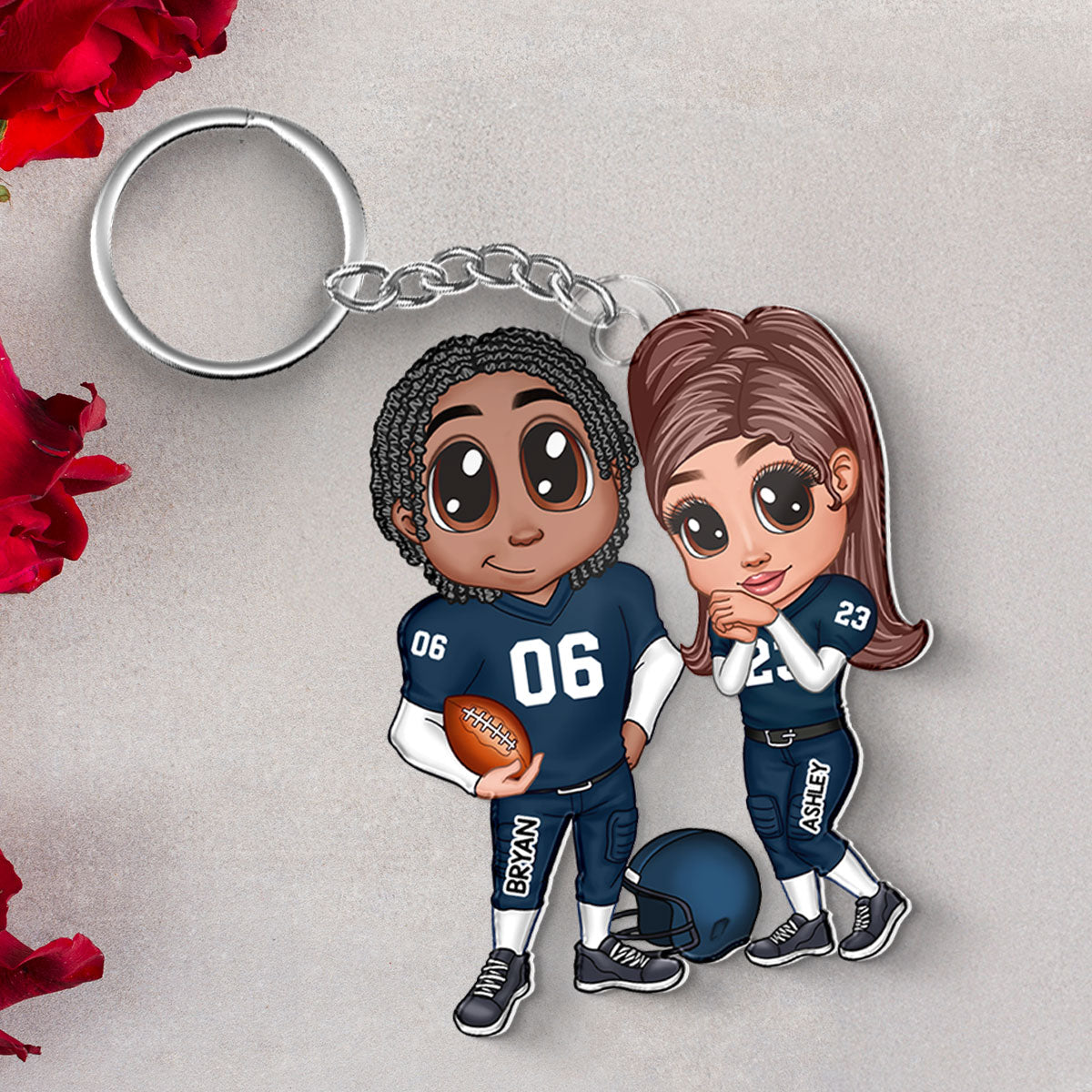 American Football Couple Y2K Style Personalized Acrylic Keychain,  Gift For Couples
