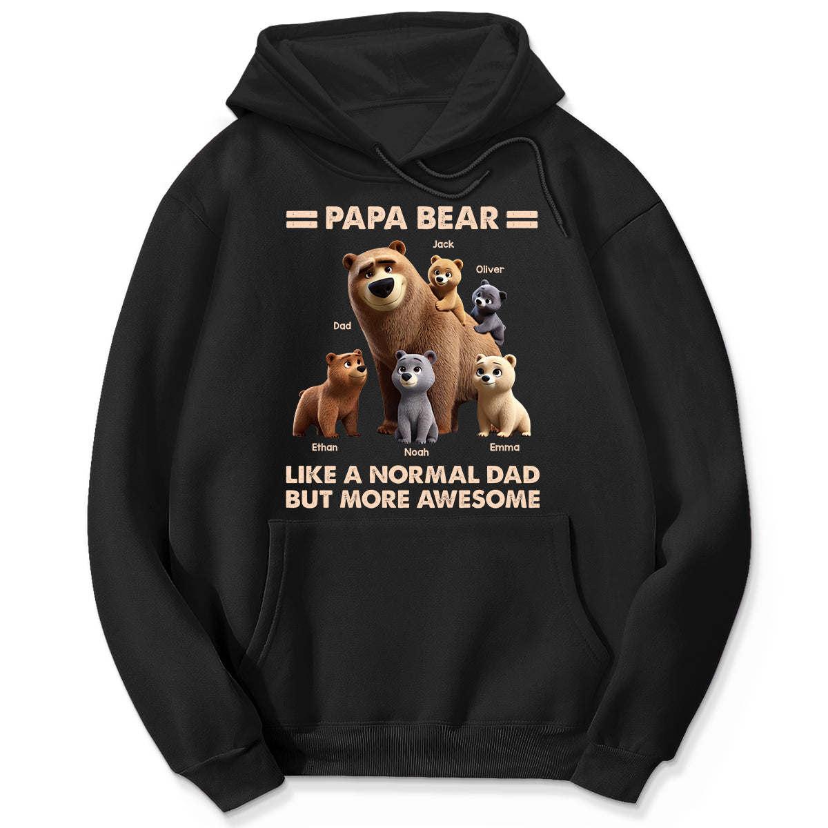 Papa Bear And Kids 3D Cute Personalized Shirt, Father's Day gift for Dads, Grandpas