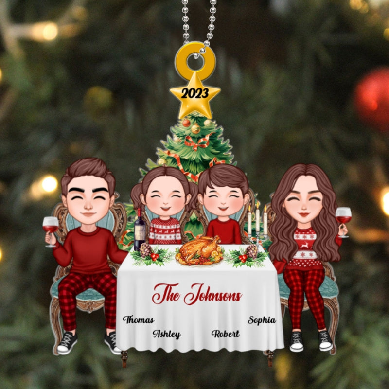 Family Christmas Dinner Table Personalized Acrylic Ornament