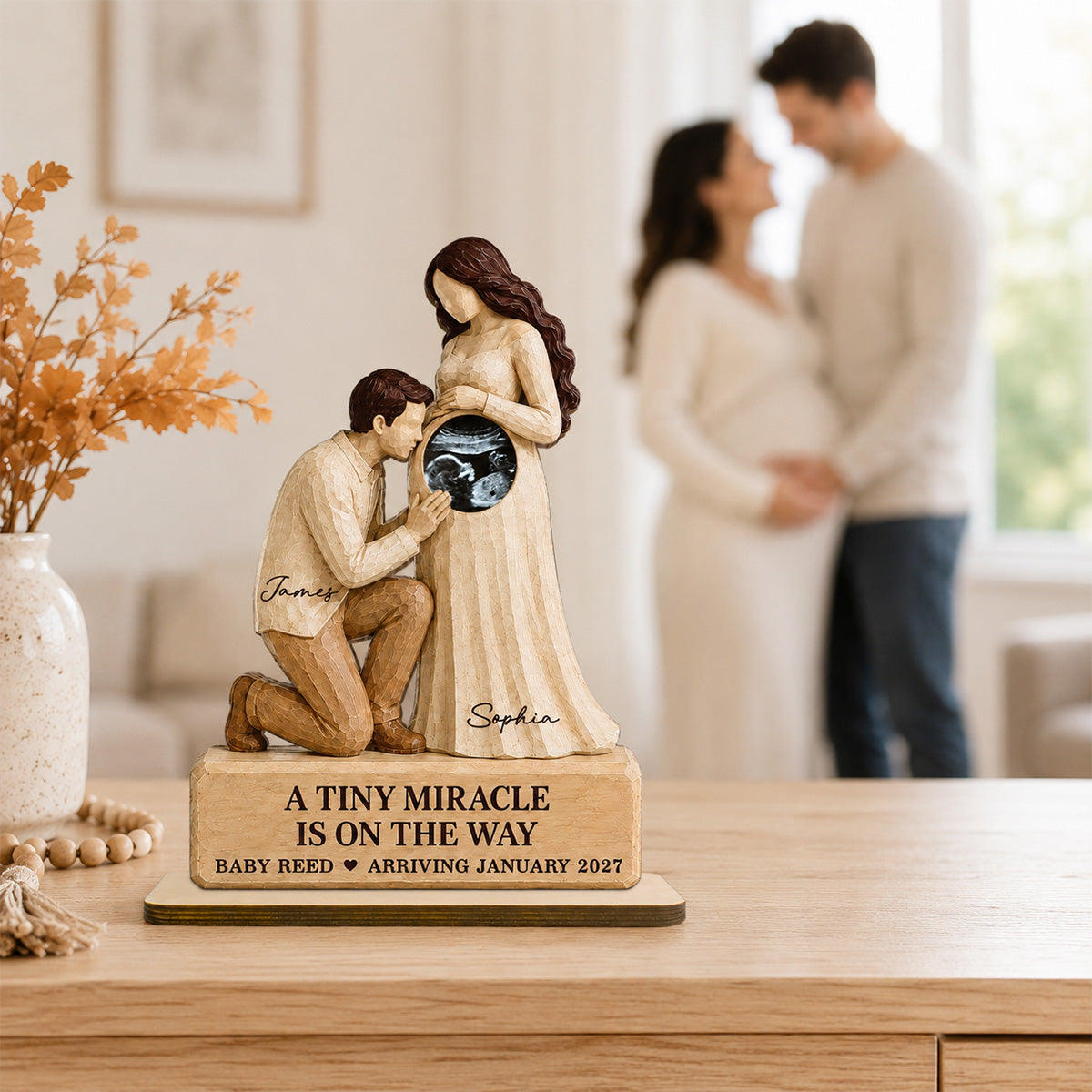 Tiny Miracle On The Way 2D Flat Printed - Personalized 2-Layered Wooden Plaque - Sentimental Keepsake For Expecting Parents