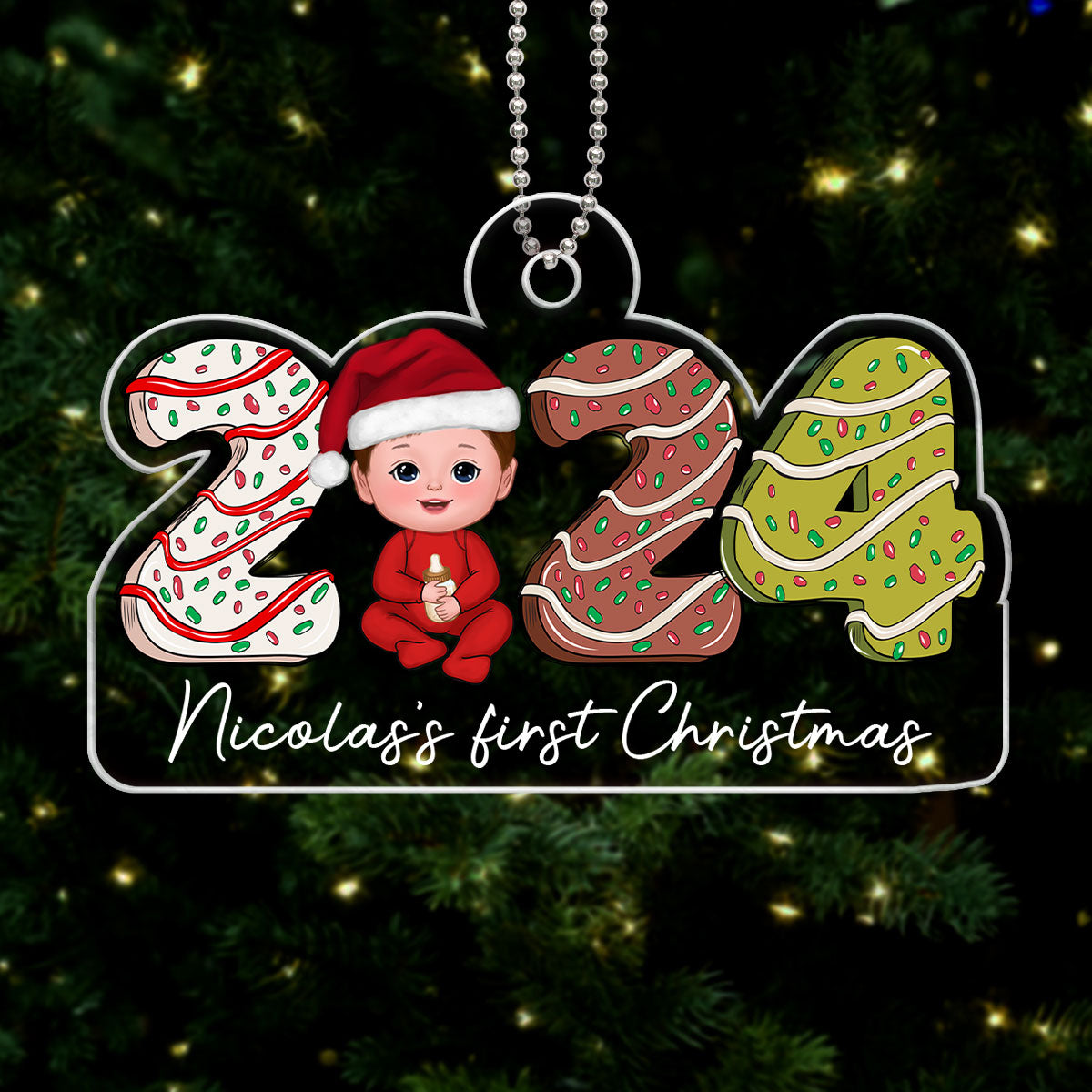 2024 Cake Baby First Christmas Personalized Acrylic Ornament