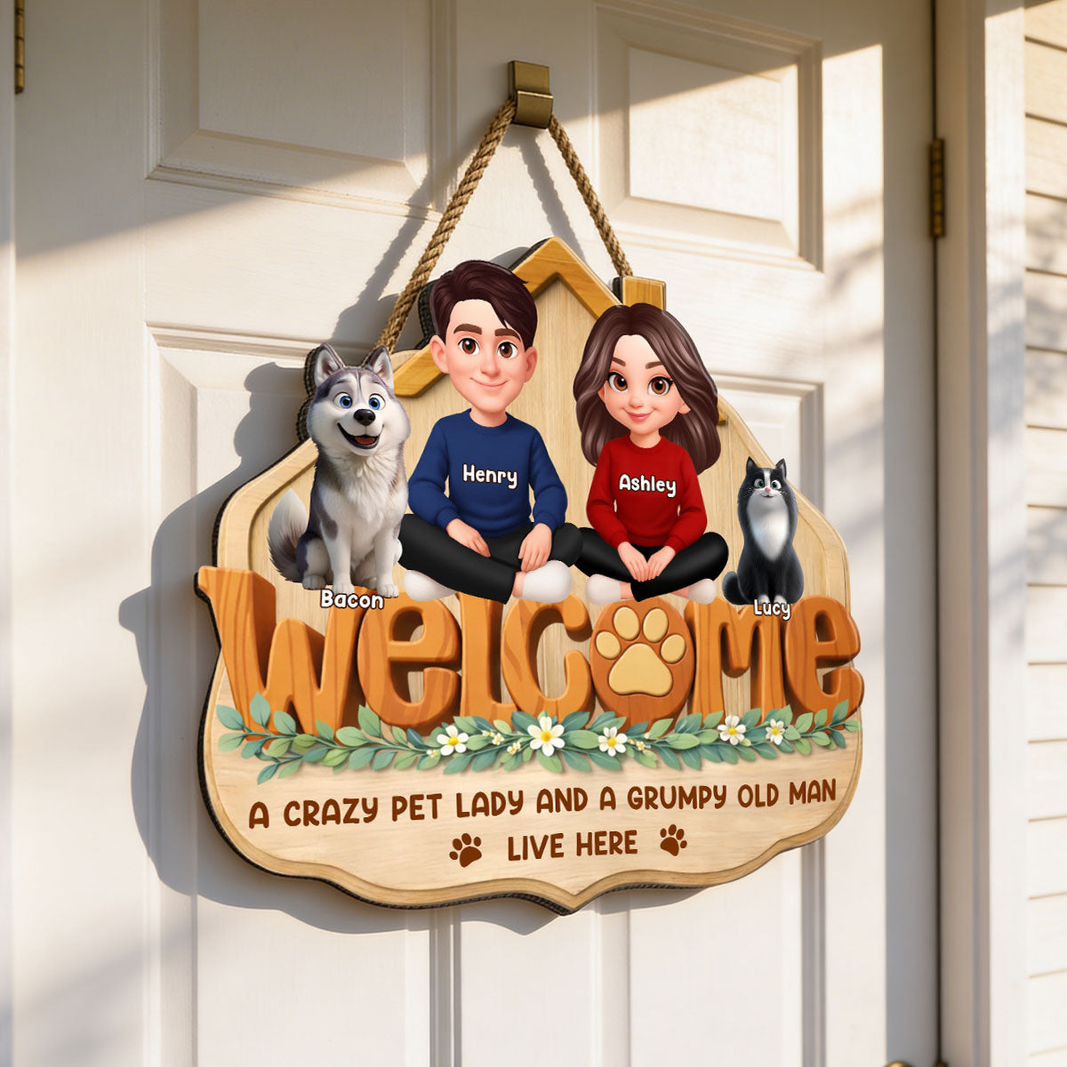 Home Sweet Fur - Personalized Door Hanger Sign - Gift For Dog, Cat Lovers