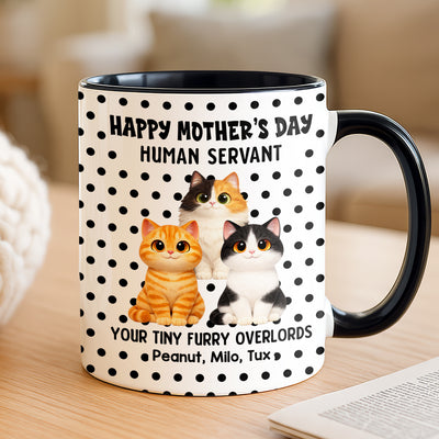 Polka Dot Cat Happy Mother's Day Human Servant - Personalized Mug - Mother's Day Gift For Cat Mom