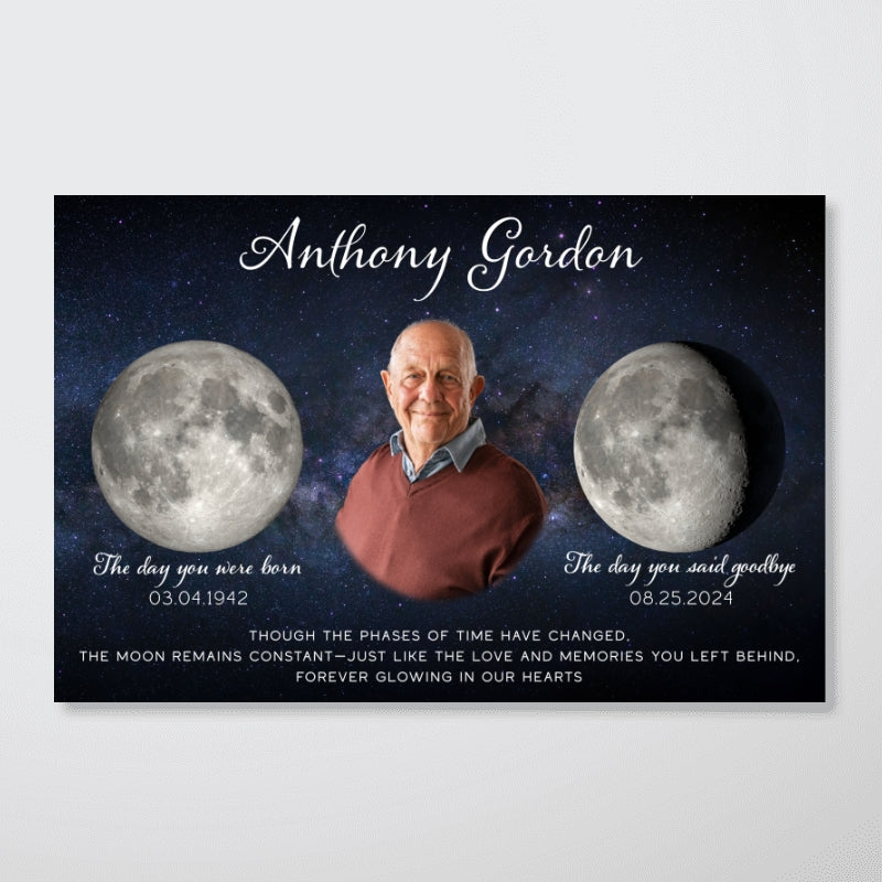 Memorial Keepsake Lost Loved One Custom Photo Moon Phase Art Sympathy Gift Personalized Poster