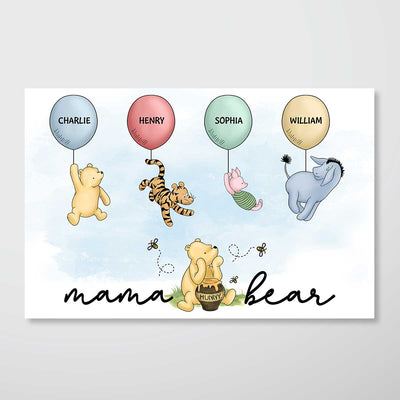 Mama Grandma Bear Cute Characters With Balloon Personalized Poster Mother‘s Day Gift For Grandma Mom