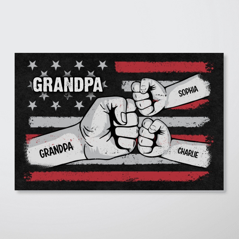 Dad Grandpa Fist Bump Nation Flag Personalized Poster, Father's Day Gift For Dad, For Grandpa, For Husband