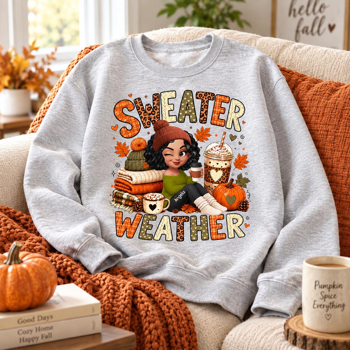 Sweater Weather Cozy Girl - Personalized Shirt - Fall Season Gift For Women