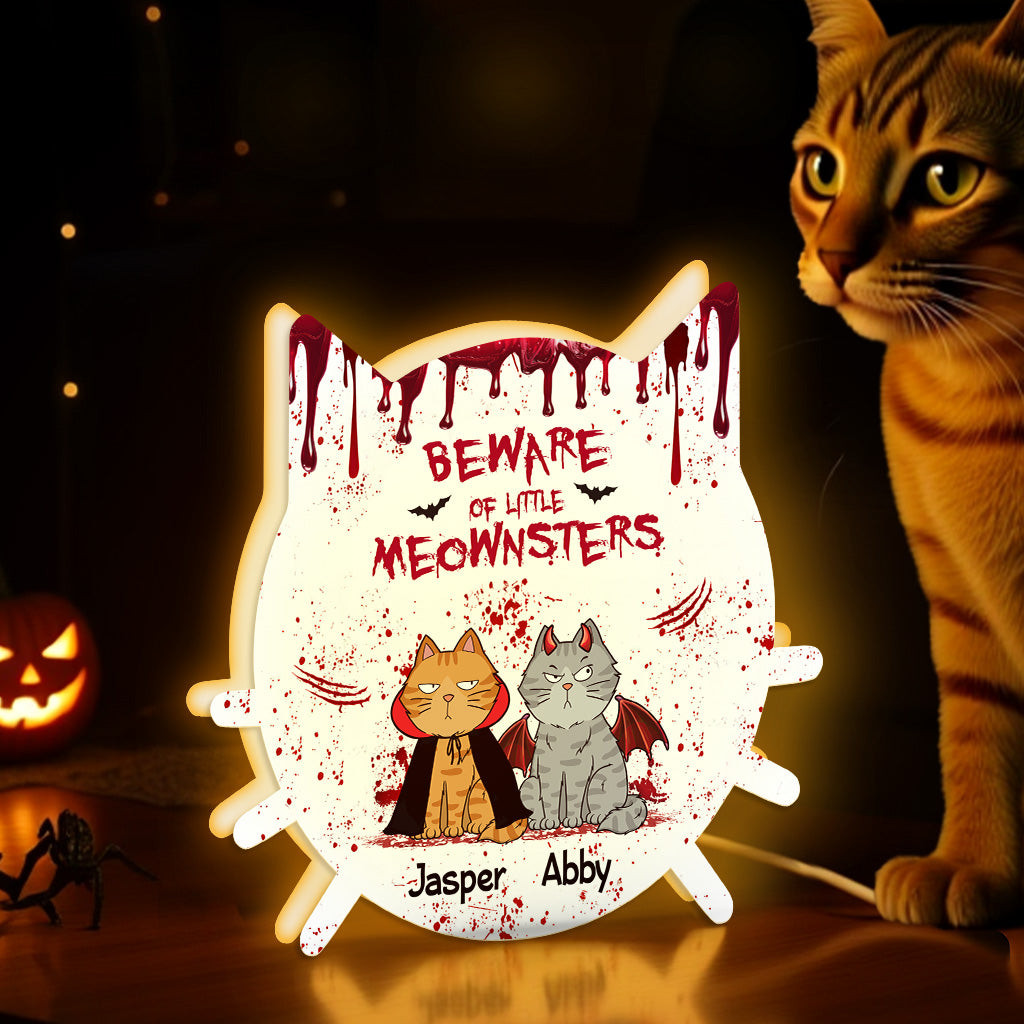 Halloween Beware Of Little Monsters Cats Personalized LED Light Box
