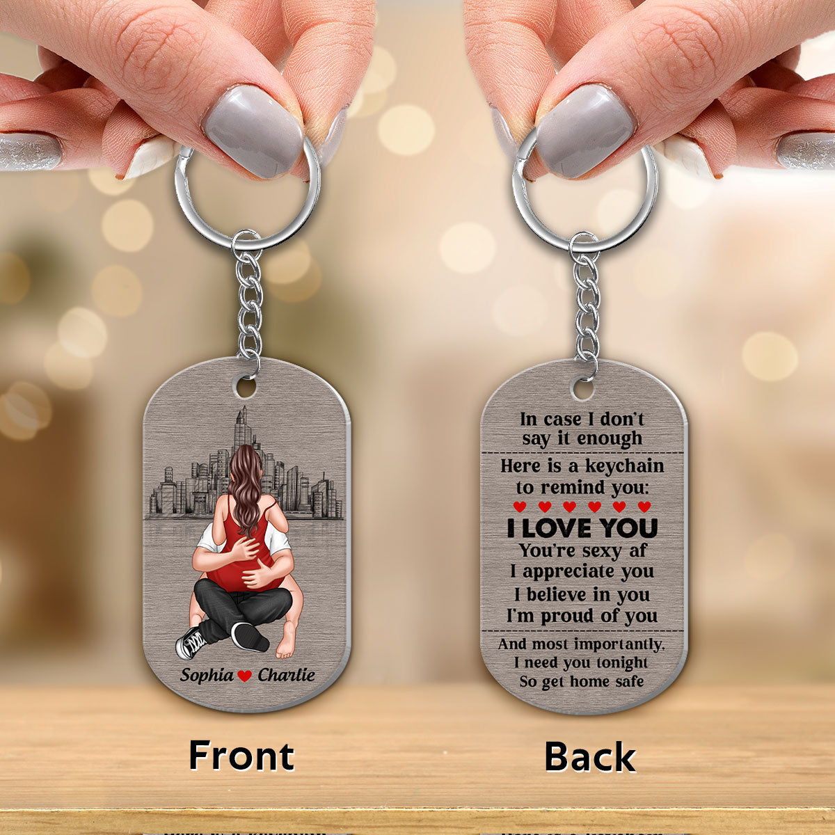 I Need You Tonight So Get Home Safe Couple Personalized Metal Keychain