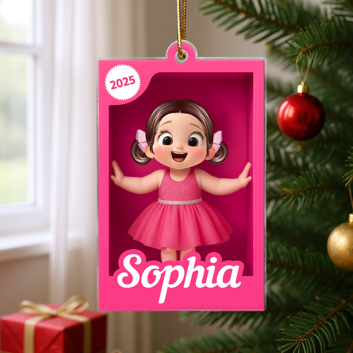 Personalized Kid In Toy Box 3D Acrylic Ornament, Christmas Gift For Kids, Grandkids