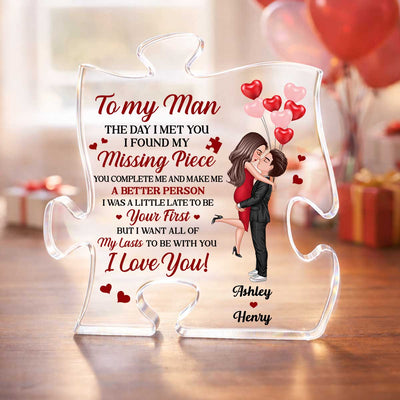 The Day I Met You I Found My Missing Piece - Personalized Puzzle Acrylic Plaque - Gift for Couple, for Him, for Her