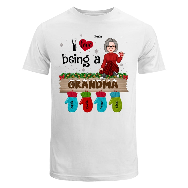 Love Being Grandma Mom Christmas Gloves Kids Names Personalized Shirt