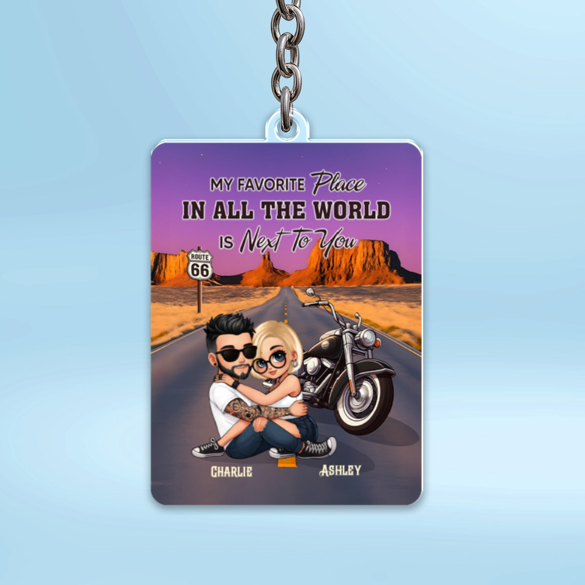 Bikers Couple Riding Partners for Life Personalized Acrylic Keychain, Gift for him, Gift for her