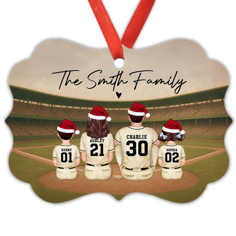 Retro Vintage Baseball Family Christmas Personalized Aluminum Ornament, Christmas in July