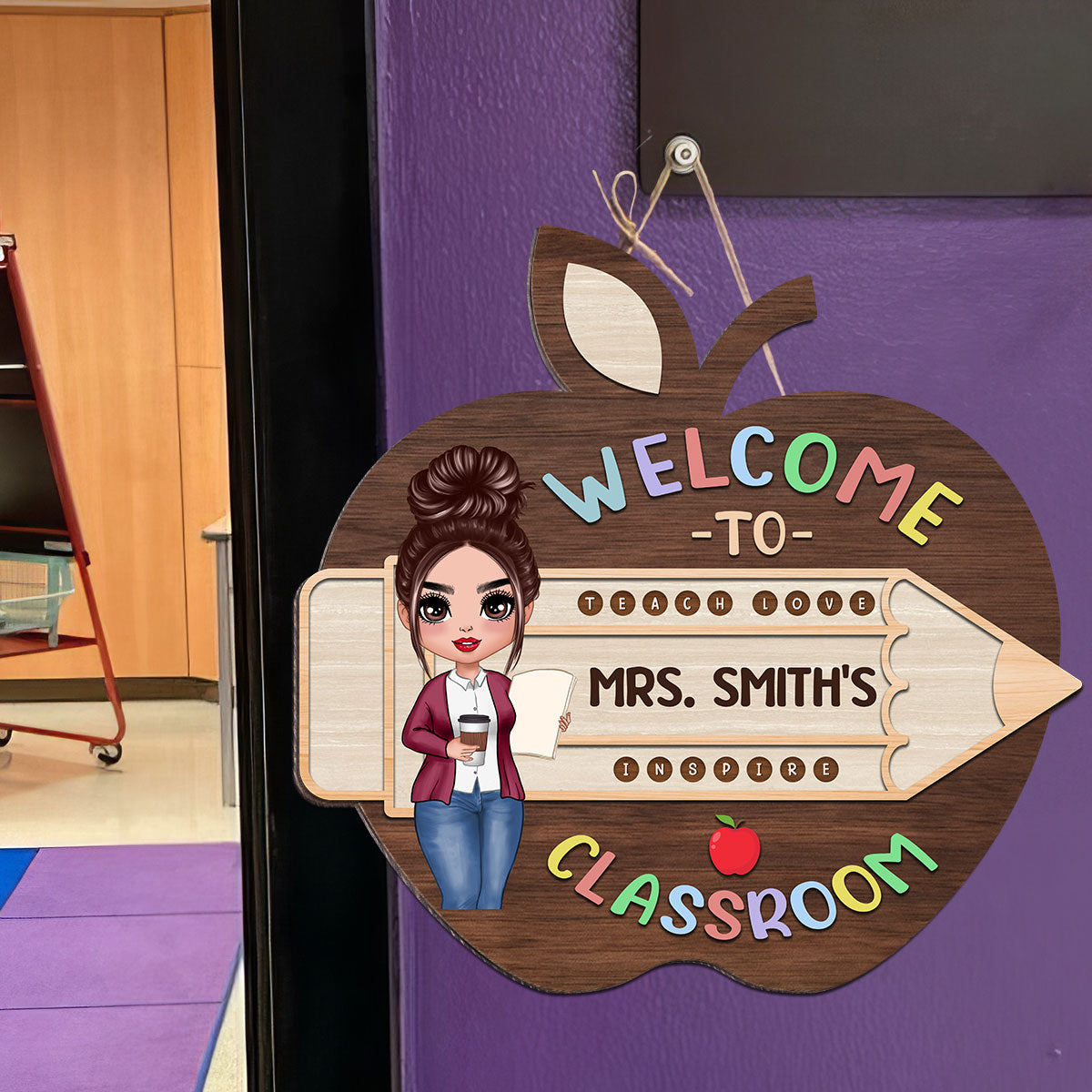 Welcome To Teacher Class Personalized Wood Sign, Back To School Gift For Teacher, Office Decor