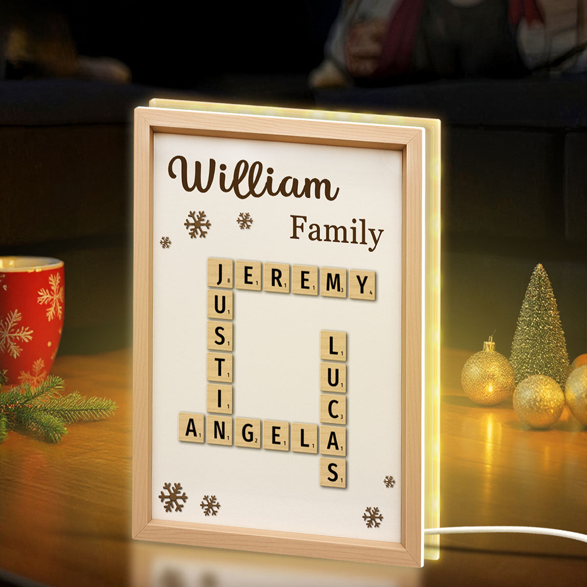 Family Crossword - Personalized Light Box - Christmas Gift for Family, for Wife, for Husband