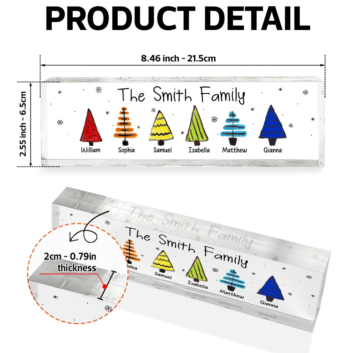 Colorful Christmas Tree Family Acrylic Desk Name Plate, Christmas Decoration