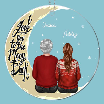 Grandma Adult Grandkids On Moon Personalized Acrylic Ornament