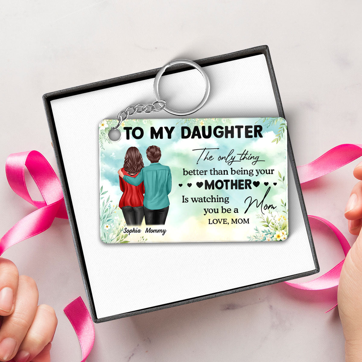To My Daughter From Mom - Personalized Acrylic Keychain - Heartfelt Gift For Daughter