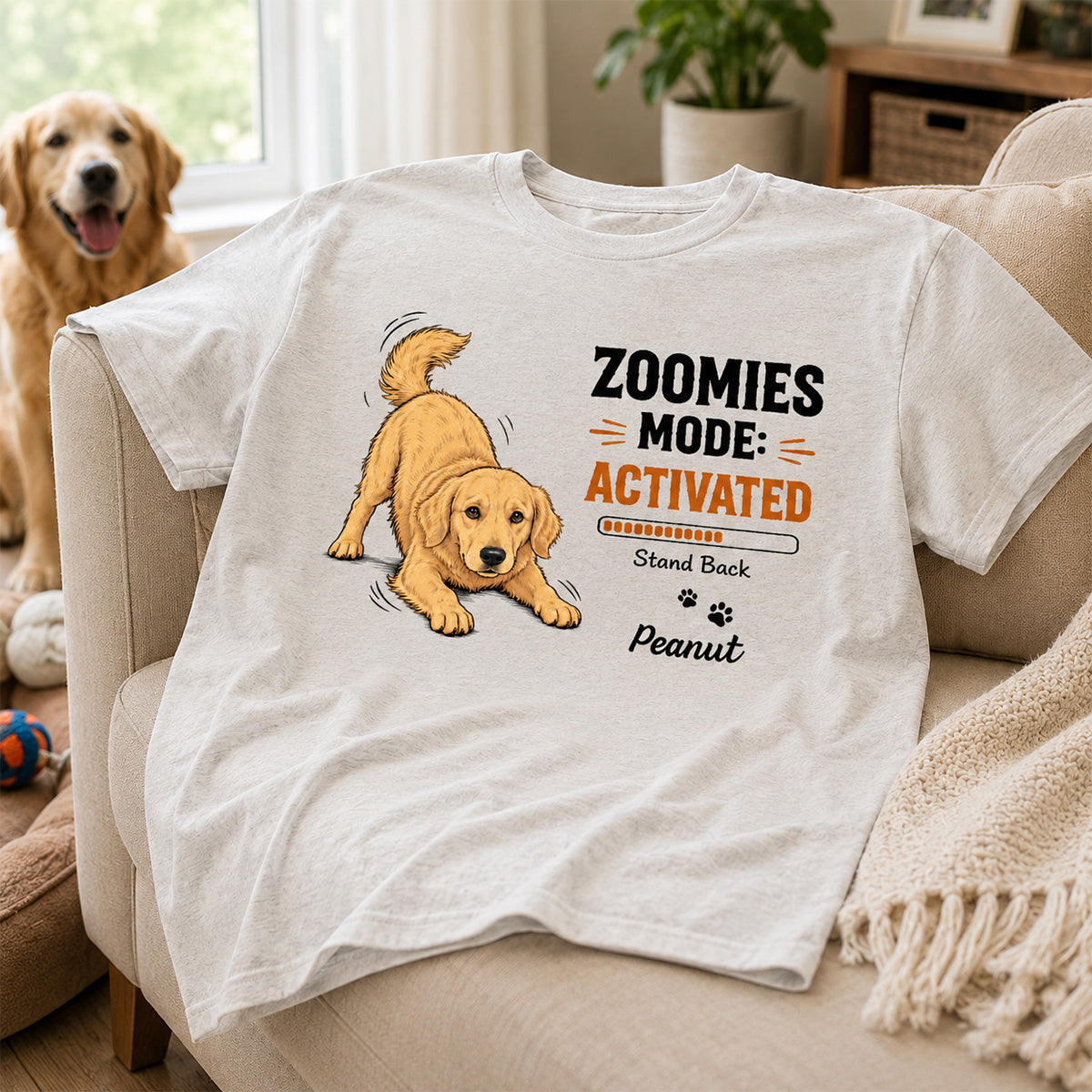 Zoomies Mode Activated Dog Play Bow Pose Custom Pet Photo - Personalized Shirt - Funny Gift For Dog Lover