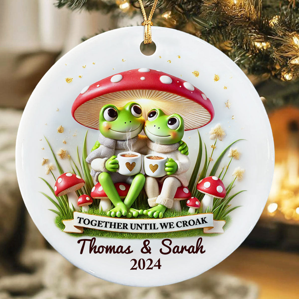 Together Until We Croak Couple Togetherness Keepsake 2D Flat Personalized Ceramic Ornament