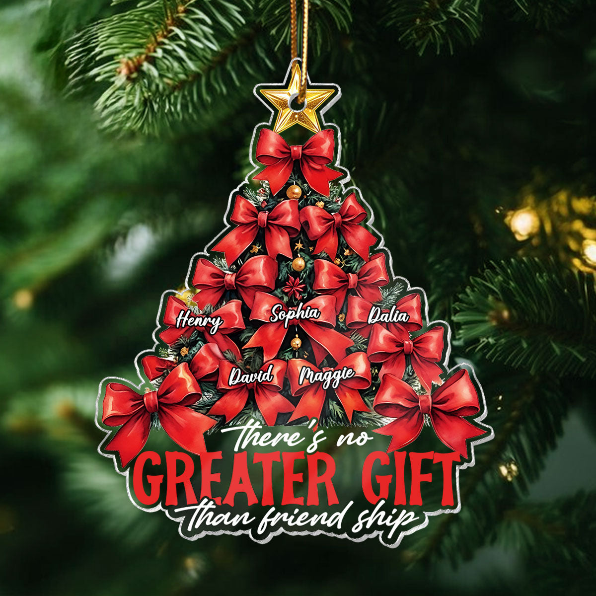 Christmas Coquette Bows Best Friends Sisters Personalized Acrylic Ornament, Christmas Gift for Besties, Sisters