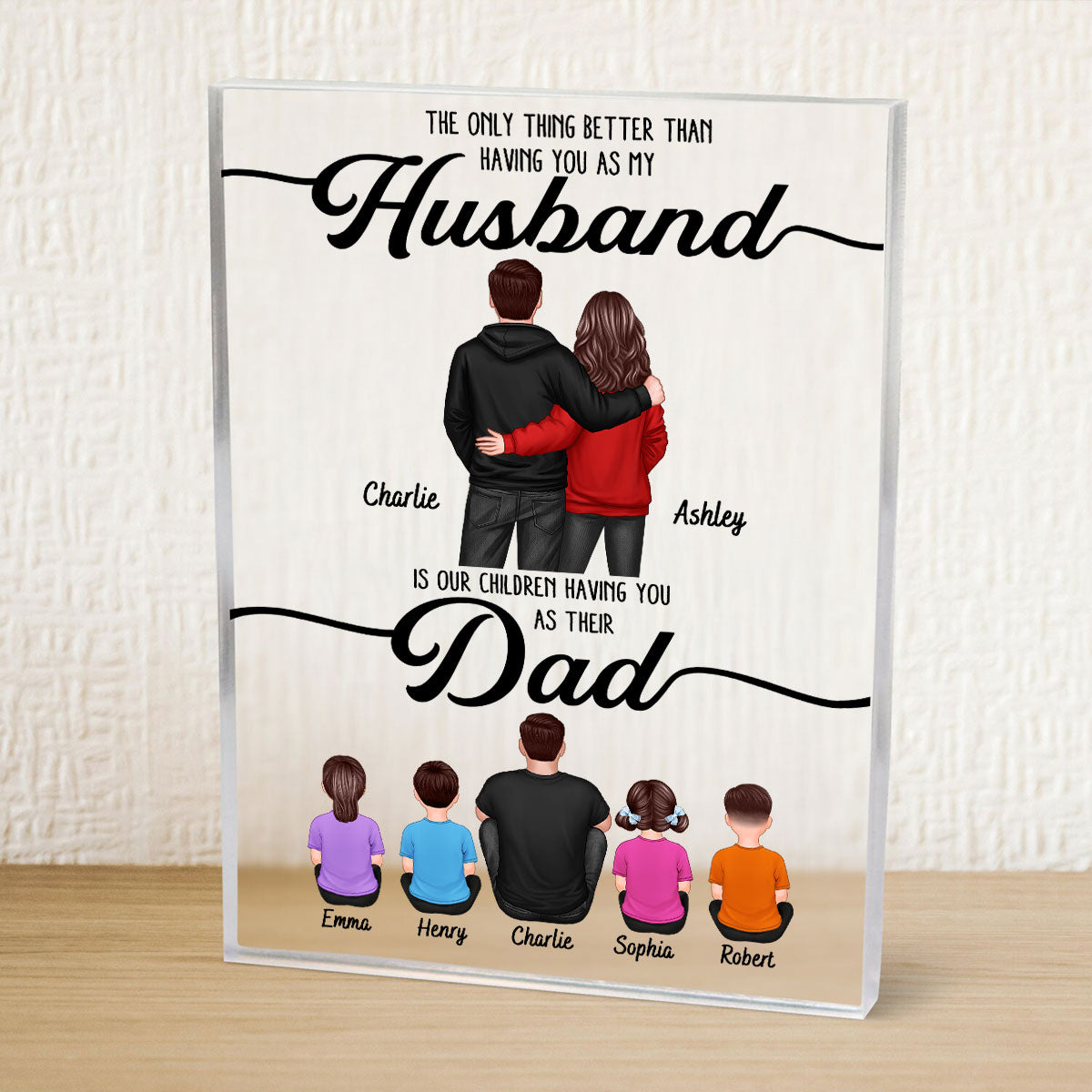 To My Husband Couple, Dad & Kids Personalized Acrylic Block, Father's Day gift for Husband