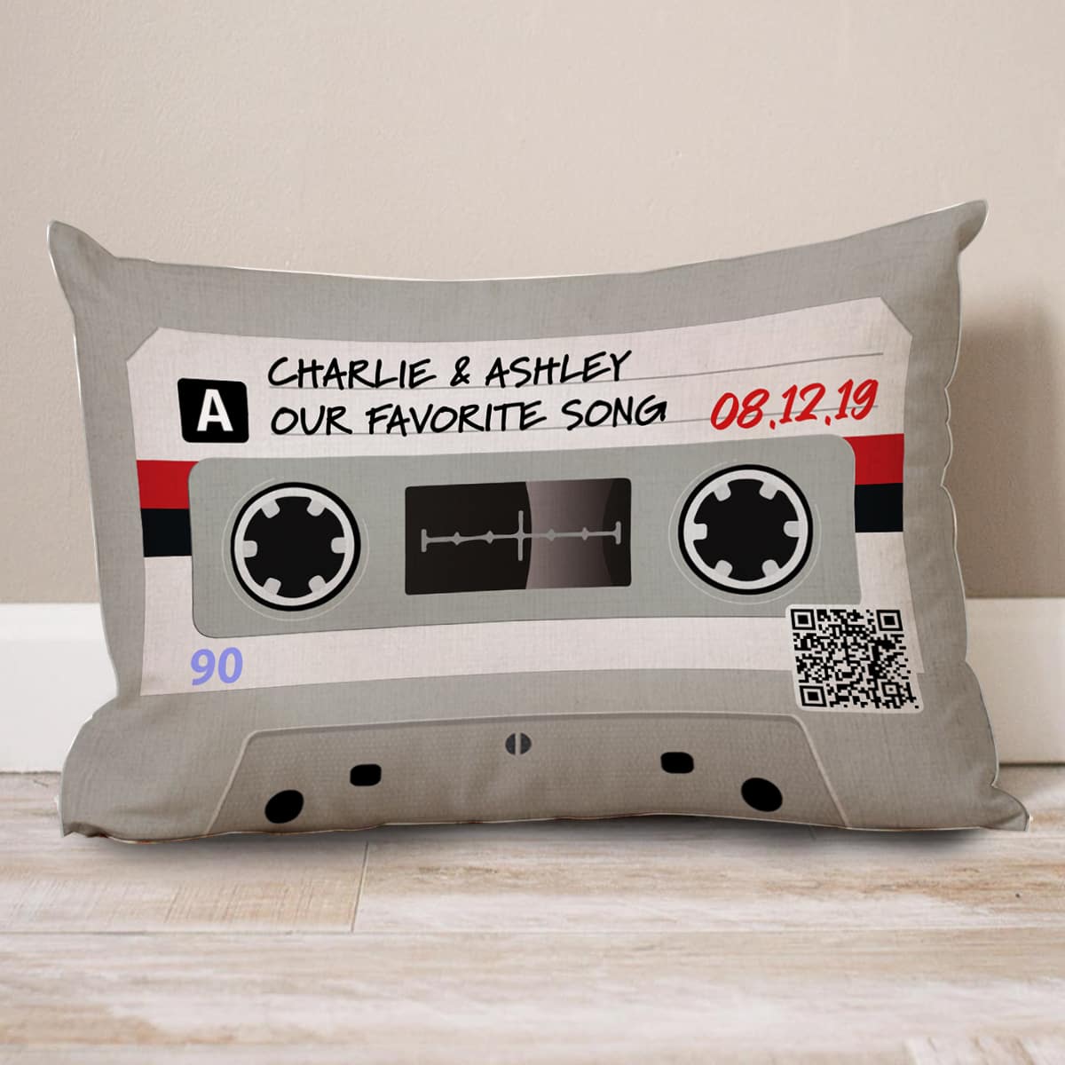 Cassette Tape Favorite Song Music Scannable QR Code Personalized Pillow