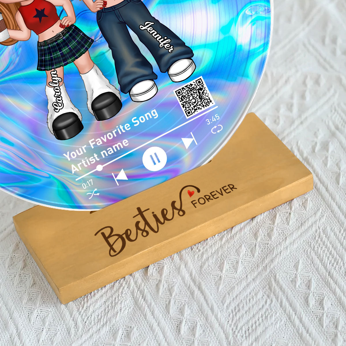Personalized Vinyl Record with Photo, Favorite Song QR Code Acrylic Plaque, Anniversary Gift for Friends, Birthday Gift for Besties
