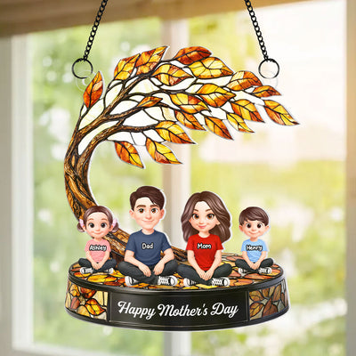 Family is Forever - Personalized Acrylic Window Hanging Suncatcher - Heartfelt Mother's Day Gift for Mom, Wife