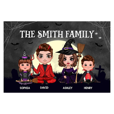 Halloween Family Sitting Personalized Poster, Halloween Decoration