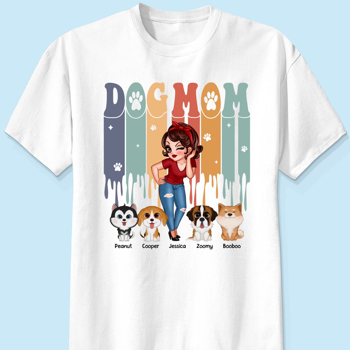 Dog Mom Retro Vintage Melting Personalized Shirt