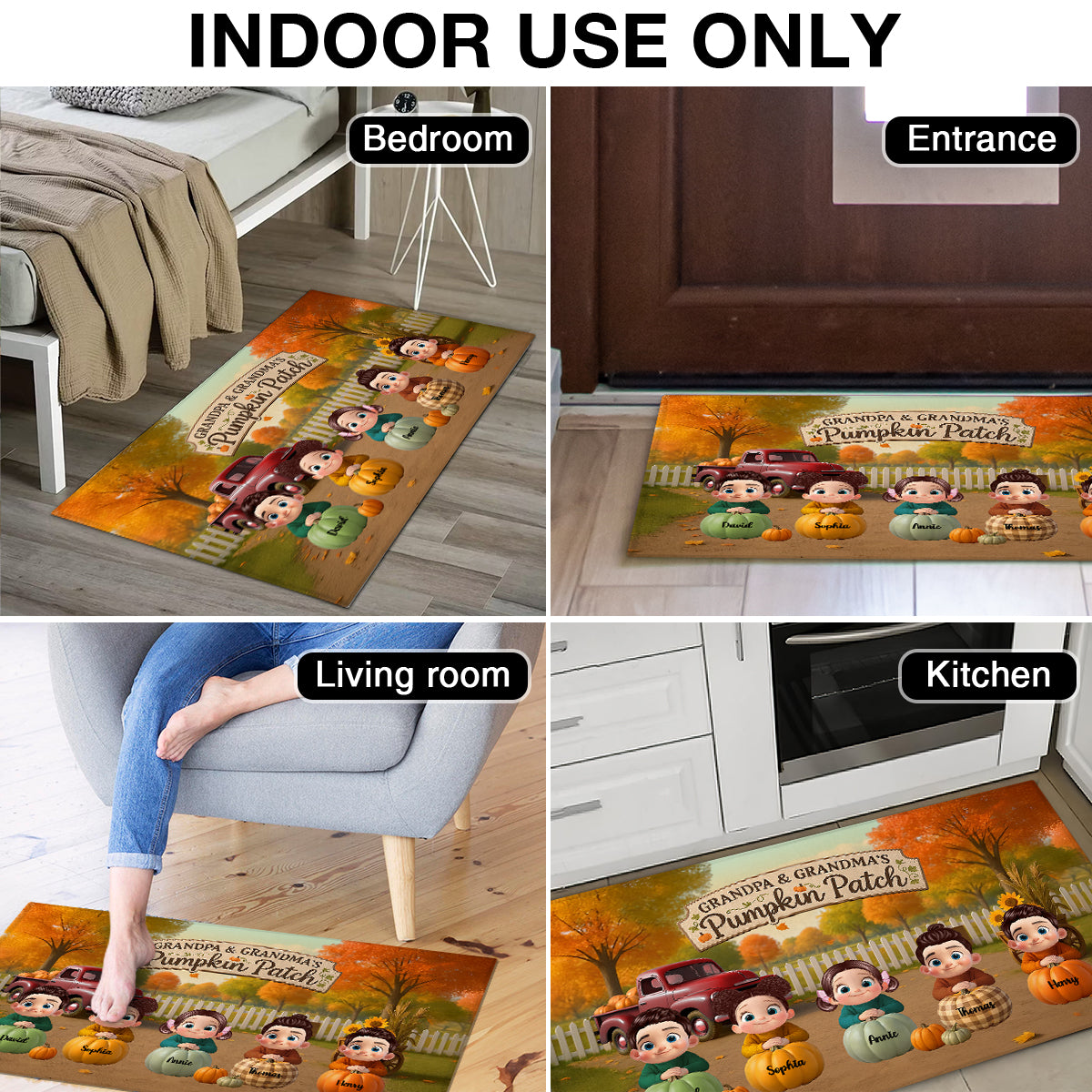 Fall Season Pumpkins Welcome To Grandma Grandpa Grandparents House Personalized Doormat