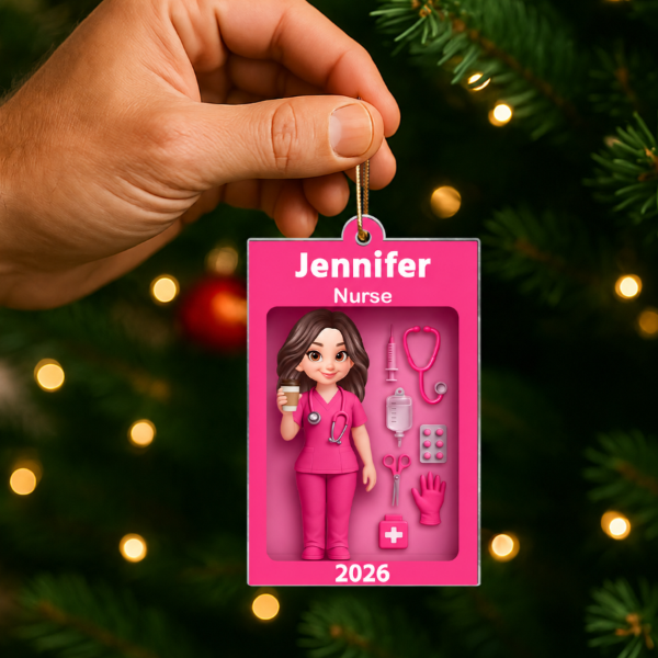 Personalized Nurse In Toy Box 3D Acrylic Ornament, Special Christmas Gift For Nurse, For Co-workers