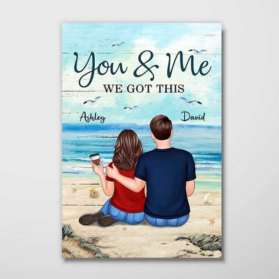Embracing Couple Back View Personalized Vertical Poster