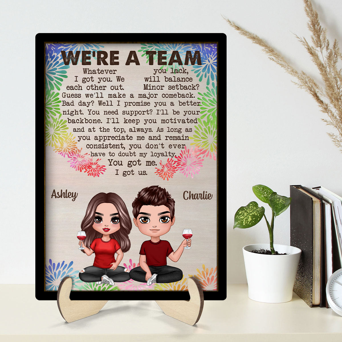 We‘re A Team Valentine’s Day Gift For Him Gift For Her Personalized 2-layer Wooden Plaque